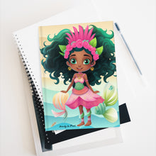 Load image into Gallery viewer, Black Mermaid Journal, Black Princess Notebook, Afro Mermaid,  Unique Black Art, Gift for Women and Girls  - 458b
