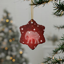 Load image into Gallery viewer, Red and White Elephant Ceramic Ornaments - 544a
