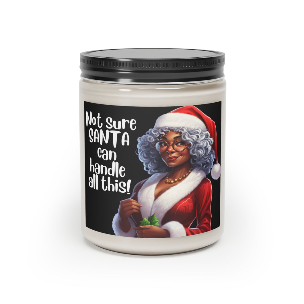 Black Mrs Claus Giving Santa Side Eye, Cinnamon Christmas Candle - 501b