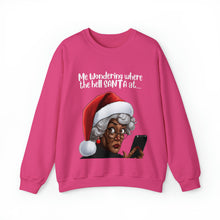 Load image into Gallery viewer, Santa Getting Side Eye Sweatshirt, Humourous Gift for Her, Christmas Gift for Her, Black Mrs Claus, Funny Christmas Sweatshirt  - 497c
