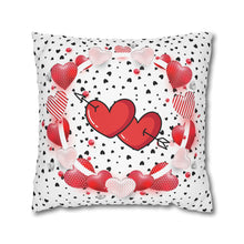 Load image into Gallery viewer, Red, White and Black Hearts Pillow Case, Valentine&#39;s Day Decor. Pillow not included. 513f
