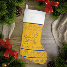 Load image into Gallery viewer, Poodle Christmas Stocking,  Blue and Gold Stocking - 553b
