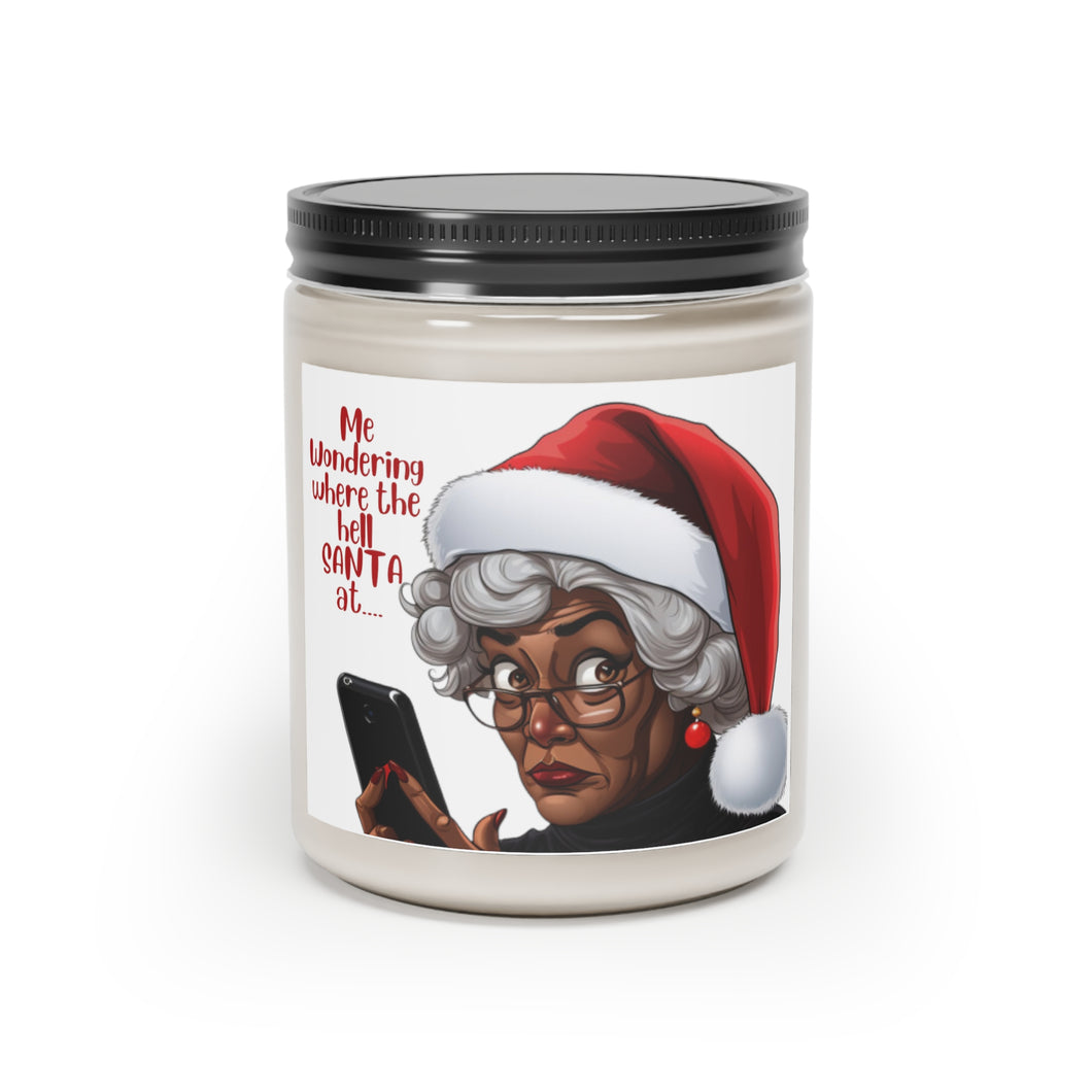Black Mrs Claus Giving Santa Side Eye, Cinnamon Christmas Candle - 500a
