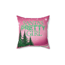 Load image into Gallery viewer, Santa&#39;s Pretty Girl Pillow, Pink and Green Pillow - 527a
