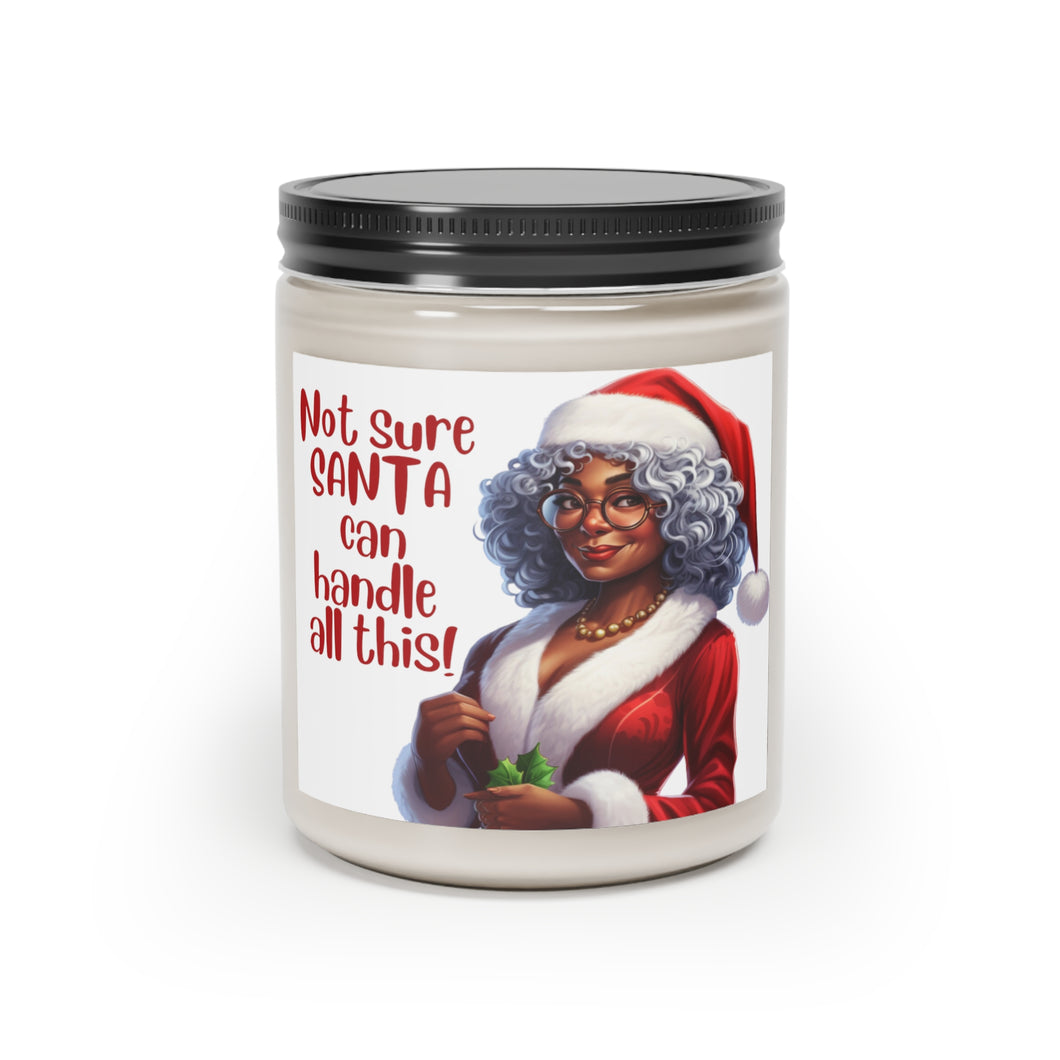 Black Mrs Claus Giving Santa Side Eye, Cinnamon Christmas Candle - 501a