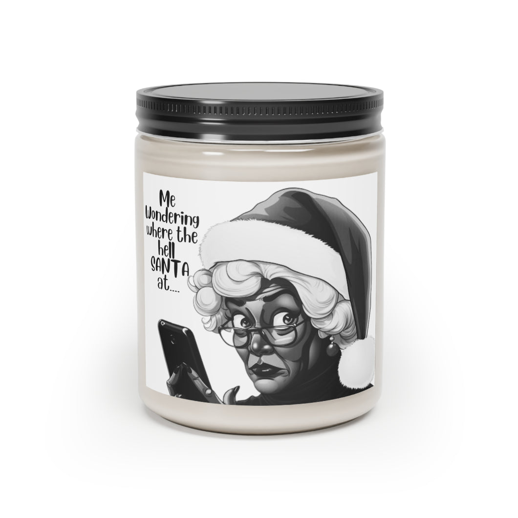 Black Mrs Claus Giving Santa Side Eye, Cinnamon Christmas Candle - 500c
