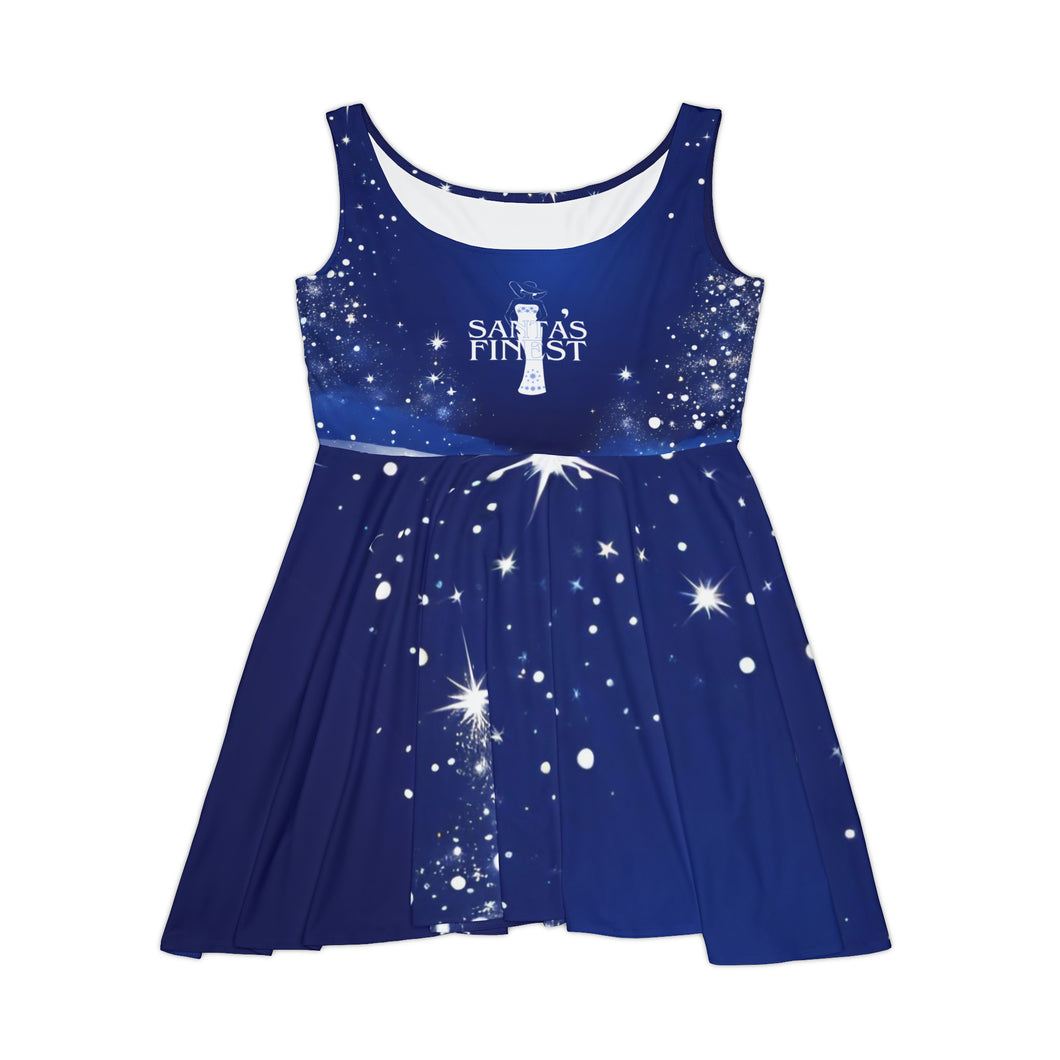 Santa's Finest Christmas Dress, Blue and White Holidays Gift - 539a