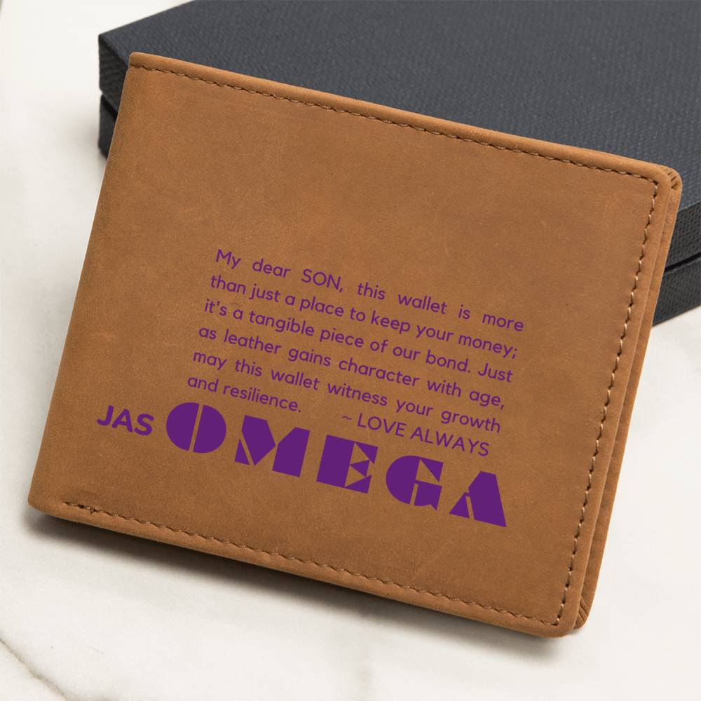 Gift for Omega Son, Leather Wallet, To My Son, Birthday Gift for Son, Gift from Mom to Son - 489e