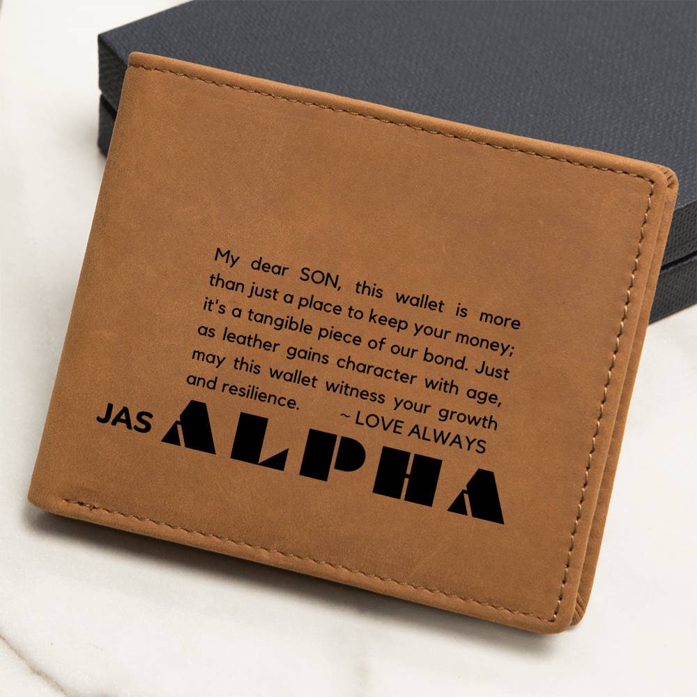 Gift for Alpha Son, Leather Wallet, To My Son, Birthday Gift for Son, Gift from Mom to Son - 490e