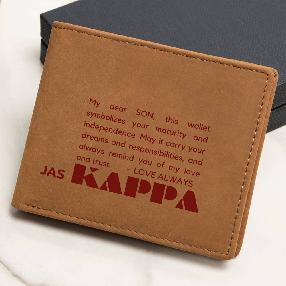 Gift for Kappa Son, Leather Wallet, To My Son, Birthday Gift for Son, Gift from Mom to Son - 487d