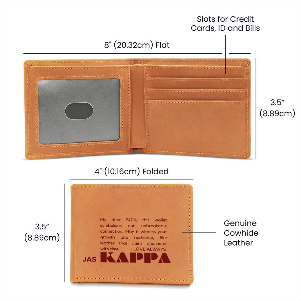 Gift for Kappa Son, Leather Wallet, To My Son, Birthday Gift for Son, Gift from Mom to Son - 487c
