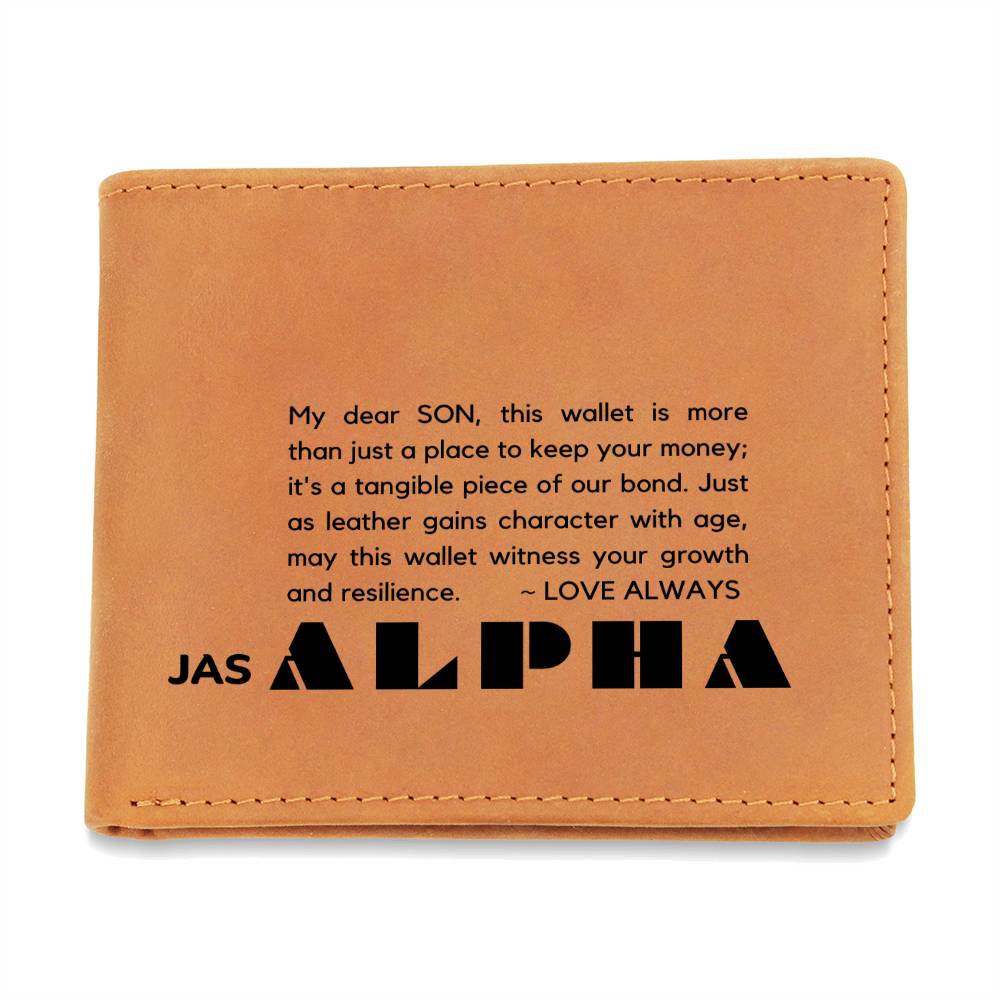 Gift for Alpha Son, Leather Wallet, To My Son, Birthday Gift for Son, Gift from Mom to Son - 490e