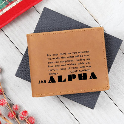 Gift for Alpha Son, Leather Wallet, To My Son, Birthday Gift for Son, Gift from Mom to Son - 490b