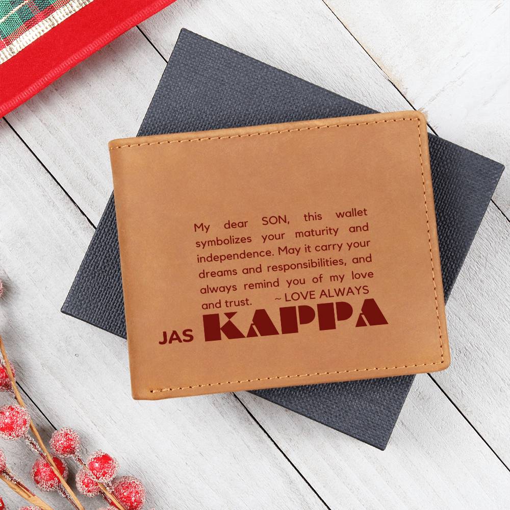 Gift for Kappa Son, Leather Wallet, To My Son, Birthday Gift for Son, Gift from Mom to Son - 487d