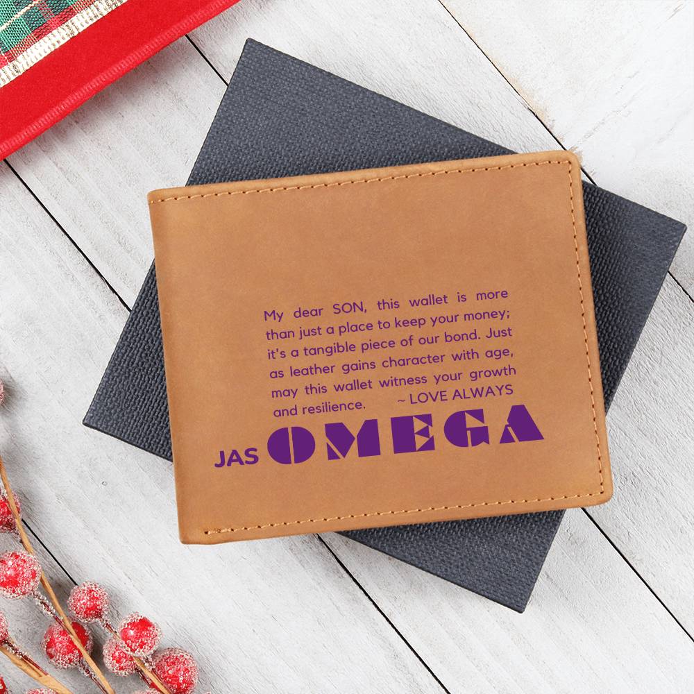 Gift for Omega Son, Leather Wallet, To My Son, Birthday Gift for Son, Gift from Mom to Son - 489e