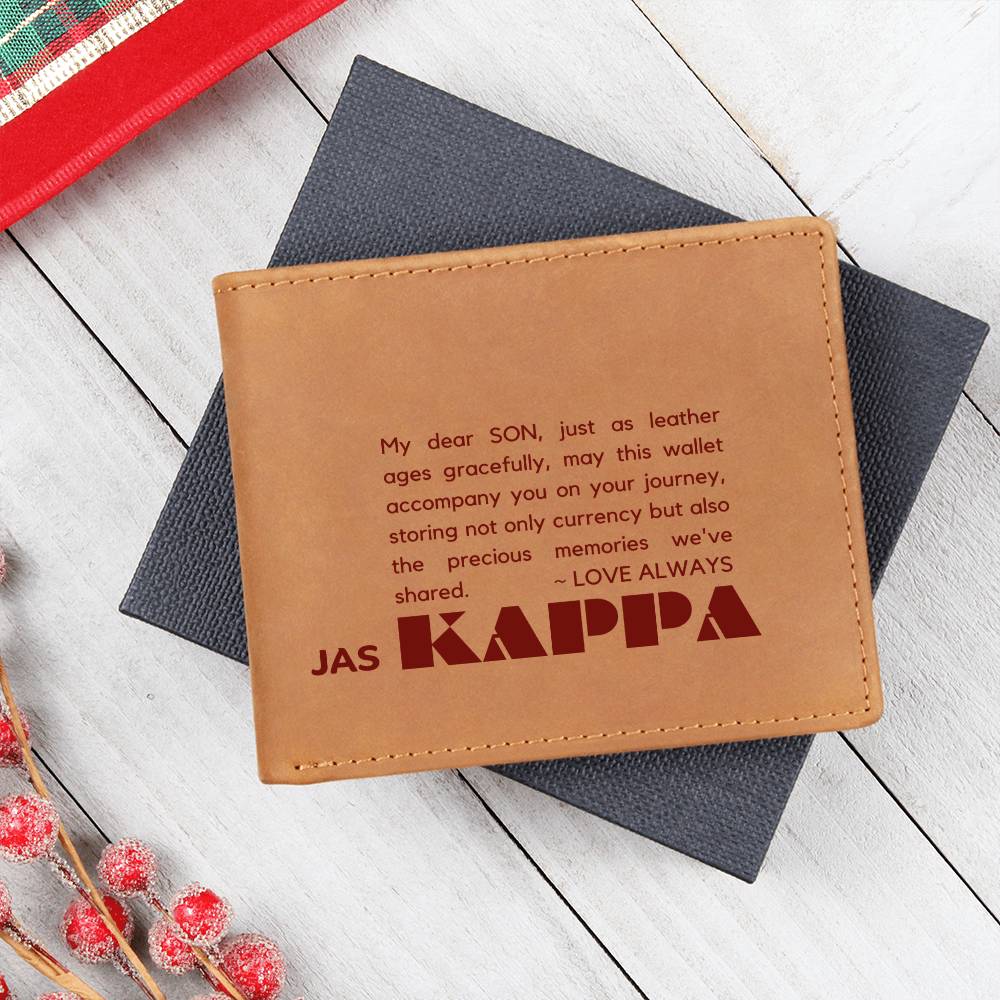 Gift for Kappa Son, Leather Wallet, To My Son, Birthday Gift for Son, Gift from Mom to Son - 487a
