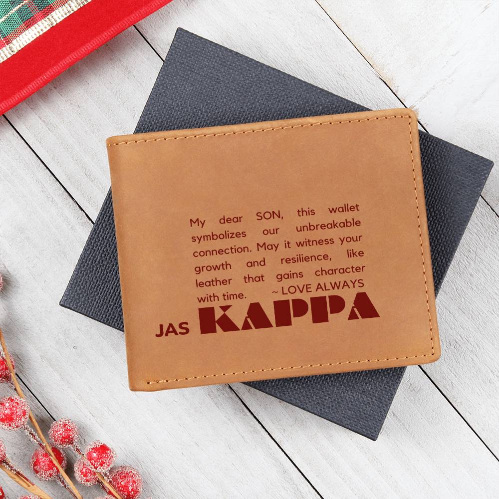 Gift for Kappa Son, Leather Wallet, To My Son, Birthday Gift for Son, Gift from Mom to Son - 487c