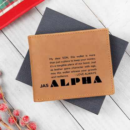 Gift for Alpha Son, Leather Wallet, To My Son, Birthday Gift for Son, Gift from Mom to Son - 490e