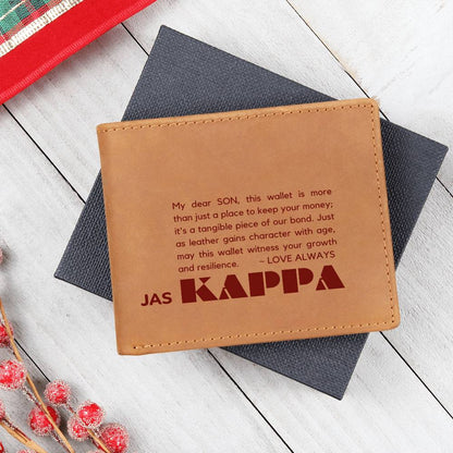 Gift for Kappa Son, Leather Wallet, To My Son, Birthday Gift for Son, Gift from Mom to Son - 487e