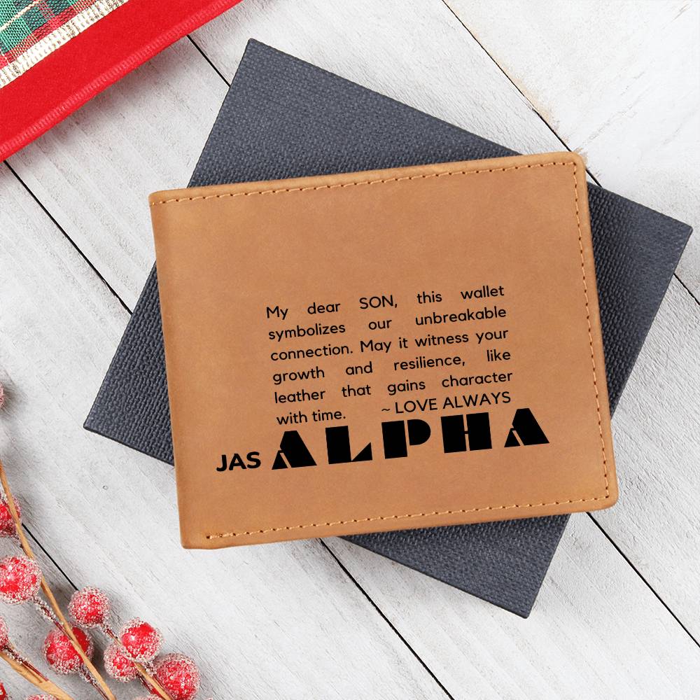 Gift for Alpha Son, Leather Wallet, To My Son, Birthday Gift for Son, Gift from Mom to Son - 490c