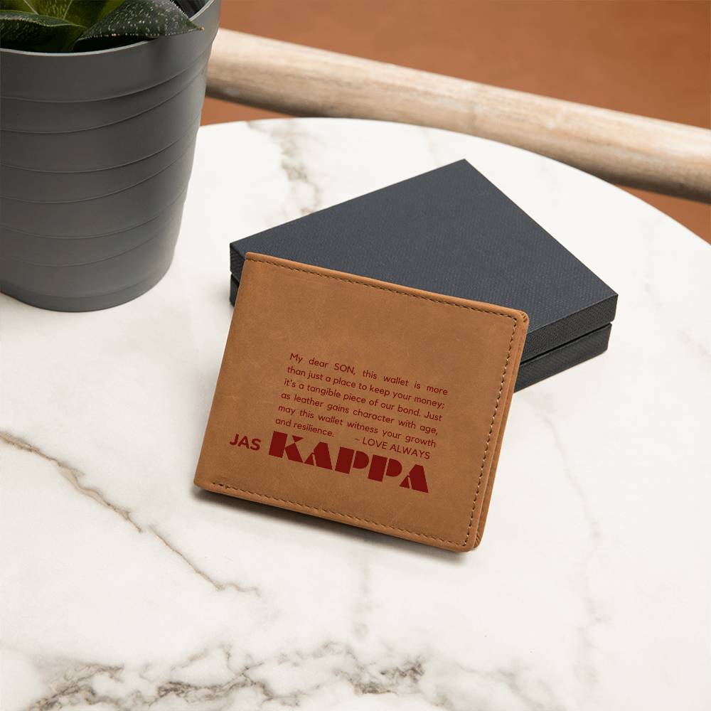 Gift for Kappa Son, Leather Wallet, To My Son, Birthday Gift for Son, Gift from Mom to Son - 487e