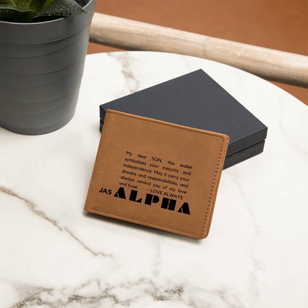Gift for Alpha Son, Leather Wallet, To My Son, Birthday Gift for Son, Gift from Mom to Son - 490d