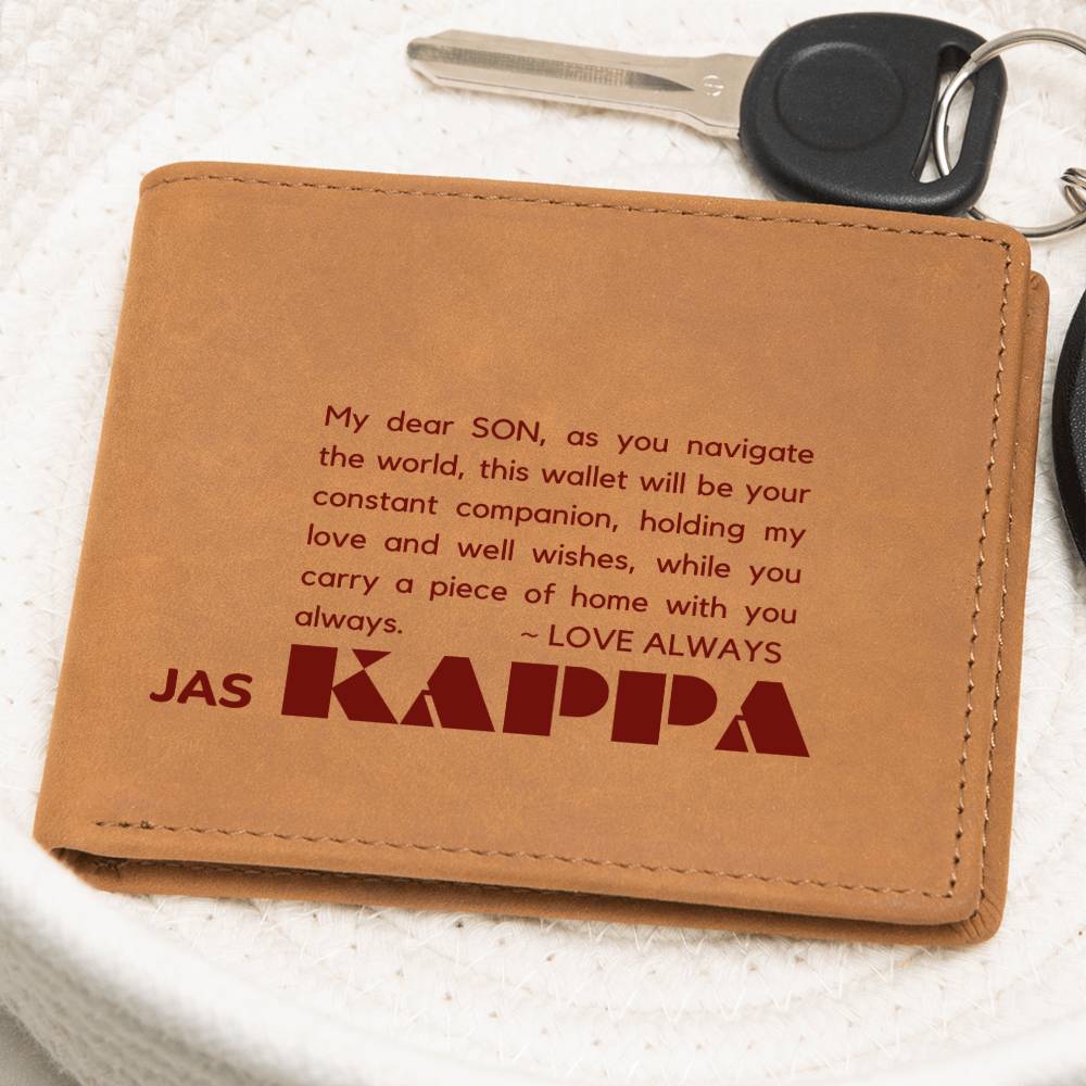 Gift for Kappa Son, Leather Wallet, To My Son, Birthday Gift for Son, Gift from Mom to Son - 487b