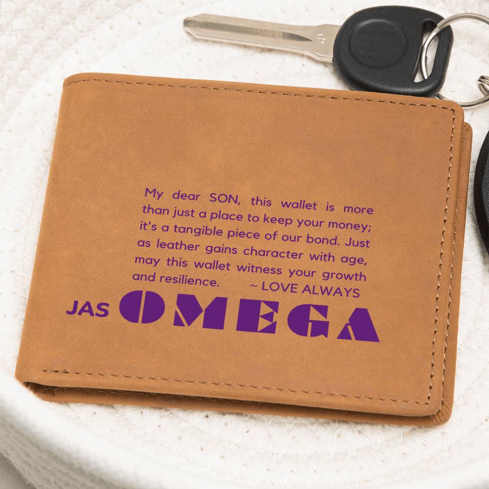 Gift for Omega Son, Leather Wallet, To My Son, Birthday Gift for Son, Gift from Mom to Son - 489e