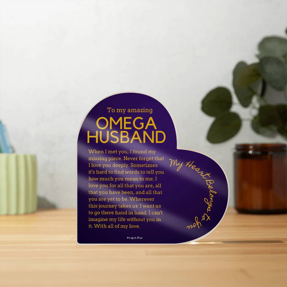 Gift for Omega Husband, Birthday Gift for Husband, Anniversary Gift for Omega Father's Day Gift for Omega Husband,  Heart Plaque  - 469f