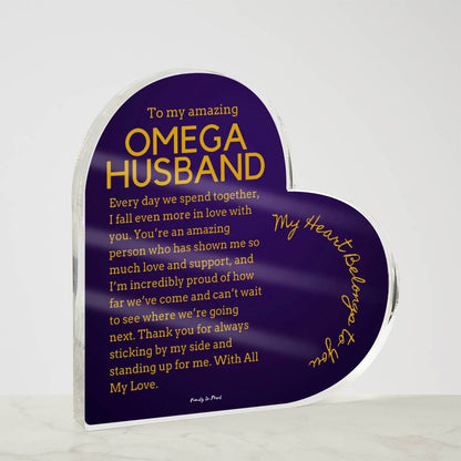 Gift for Omega Husband, Birthday Gift for Husband, Anniversary Gift for Omega Father's Day Gift for Omega Husband,  Heart Plaque - 469g