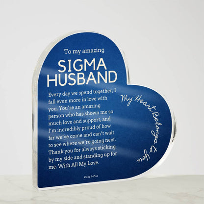 Gift for Sigma Husband, Birthday Gift for Husband, Anniversary Gift for Sigma, Father's Day Gift for Sigma Husband Heart Plaque - 468g
