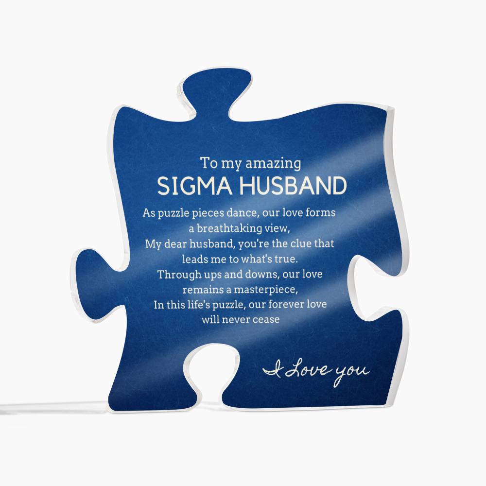 Gift for Sigma Husband, Birthday Gift for Husband, Anniversary Gift for Sigma, Father's Day Gift for Sigma Husband Puzzle Plaque Puzzle Plaque - 455c