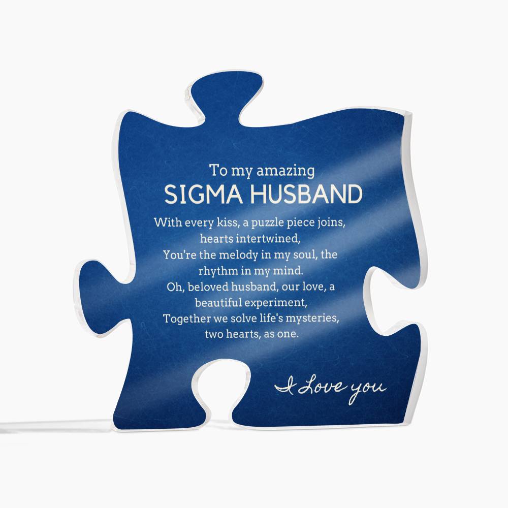 Gift for Sigma Husband, Birthday Gift for Husband, Anniversary Gift for Sigma, Father's Day Gift for Sigma Husband Puzzle Plaque Puzzle Plaque - 455d