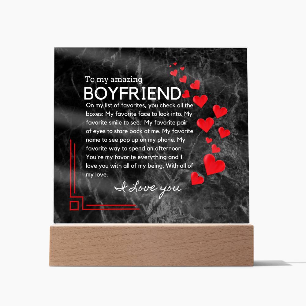To My Boyfriend Acrylic Keepsake, Romantic Gift for Boyfriend, Sentimental Anniversary Gift for Boyfriend, Boyfriend Birthday, Gift for Him - 491d