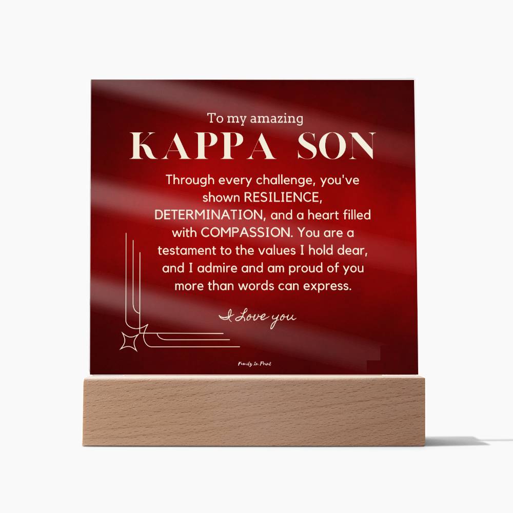 Gift for Kappa Son, To My Son, Birthday Gift for Son, Gift from Mom to Son, Acrylic Plaque - 483c