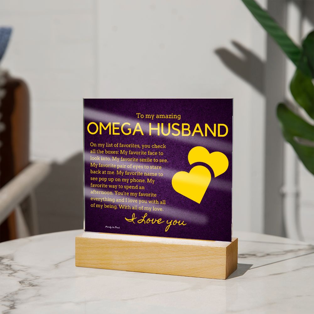 Gift for Omega Husband, Birthday Gift for Husband, Anniversary Gift for Omega Father's Day Gift for Omega Husband, Acrylic Plaque - 438d