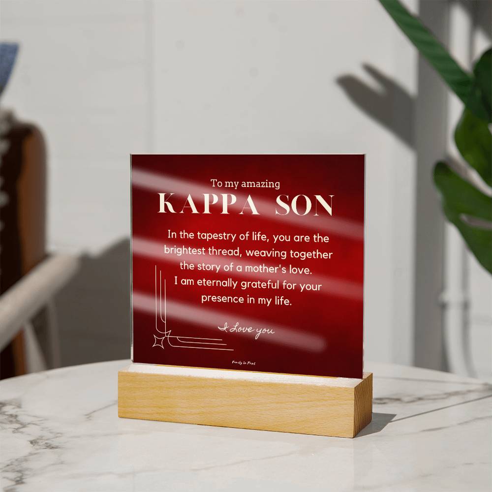 Gift for Kappa Son, To My Son, Birthday Gift for Son, Gift from Mom to Son, Acrylic Plaque - 483a
