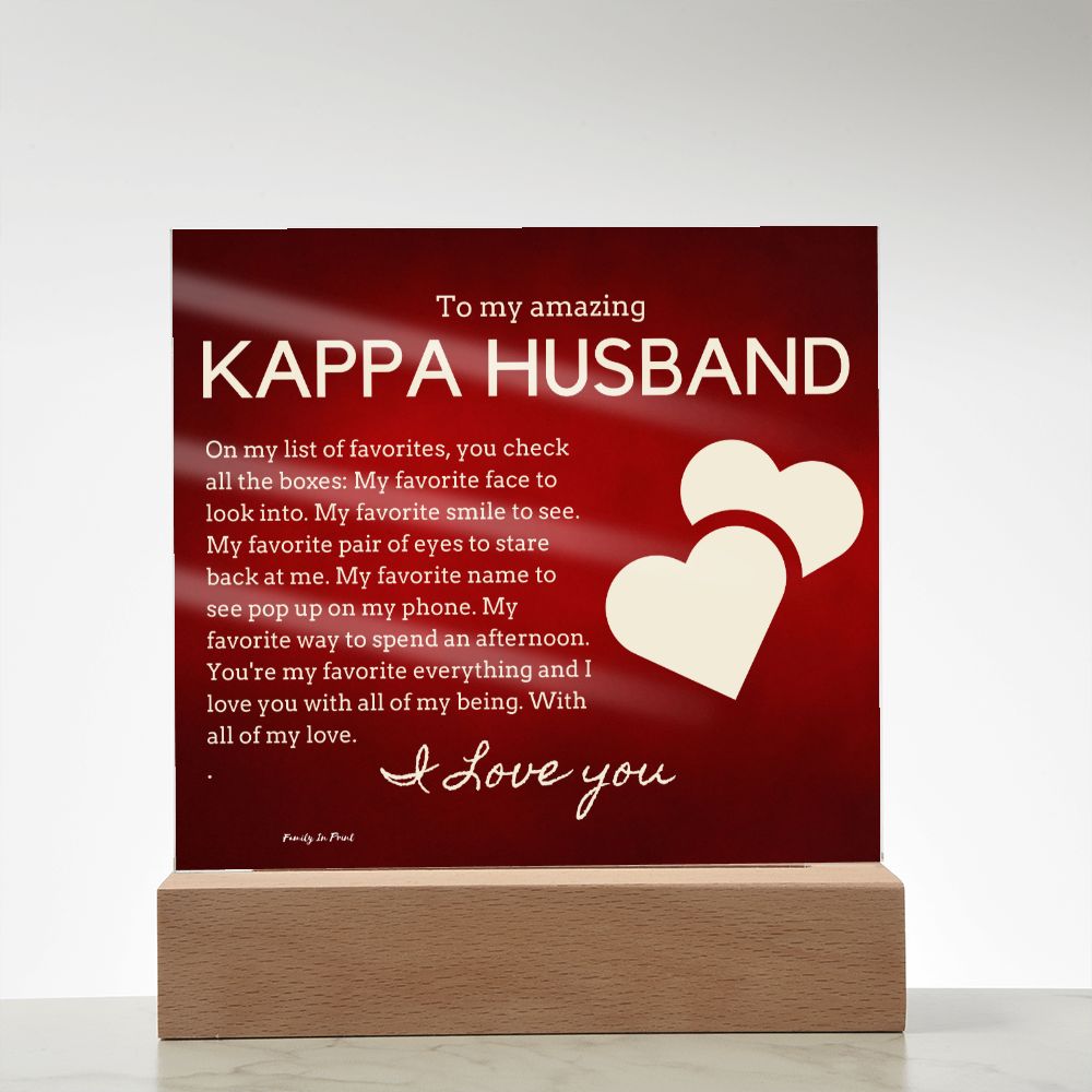Gift for Kappa Husband, Birthday Gift for Husband, Anniversary Gift for Kappa, Father's Day Gift for Kappa Husband, Acrylic Plaque - 436d