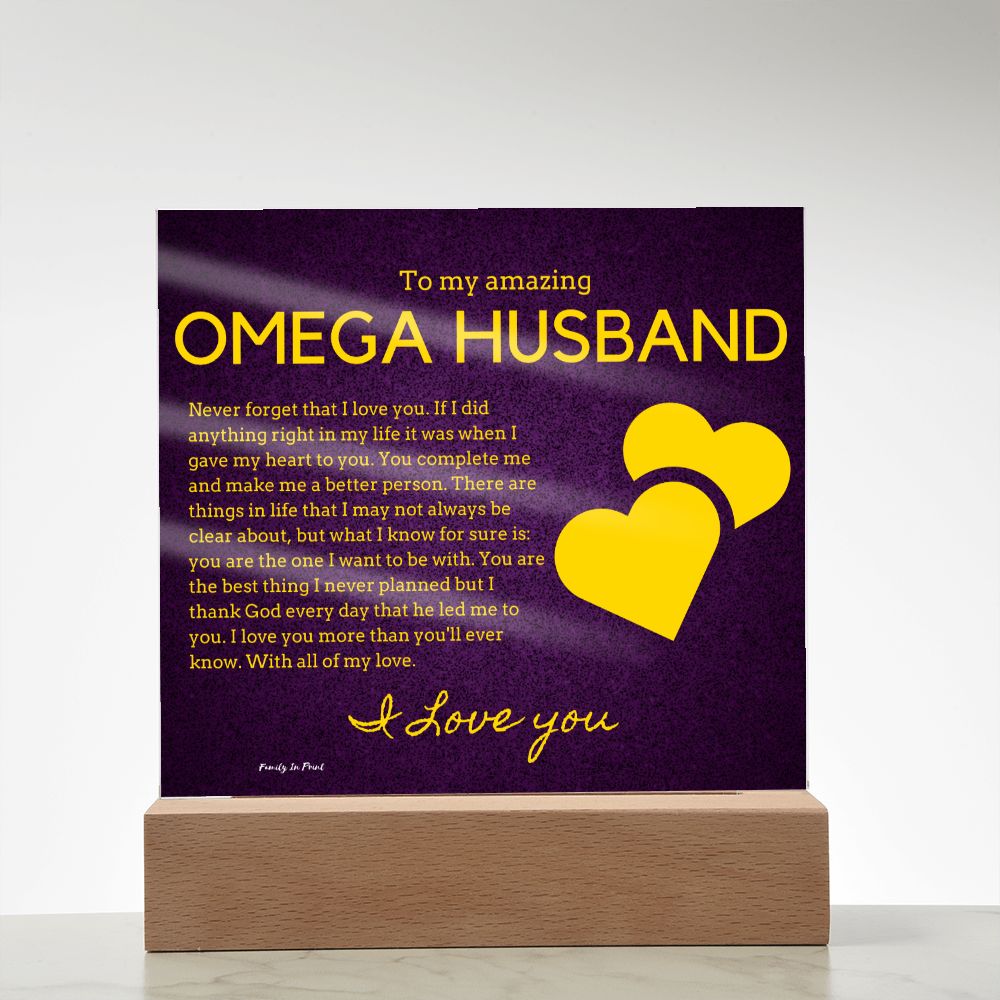 Gift for Omega Husband, Birthday Gift for Husband, Anniversary Gift for Omega Father's Day Gift for Omega Husband, Acrylic Plaque - 438b