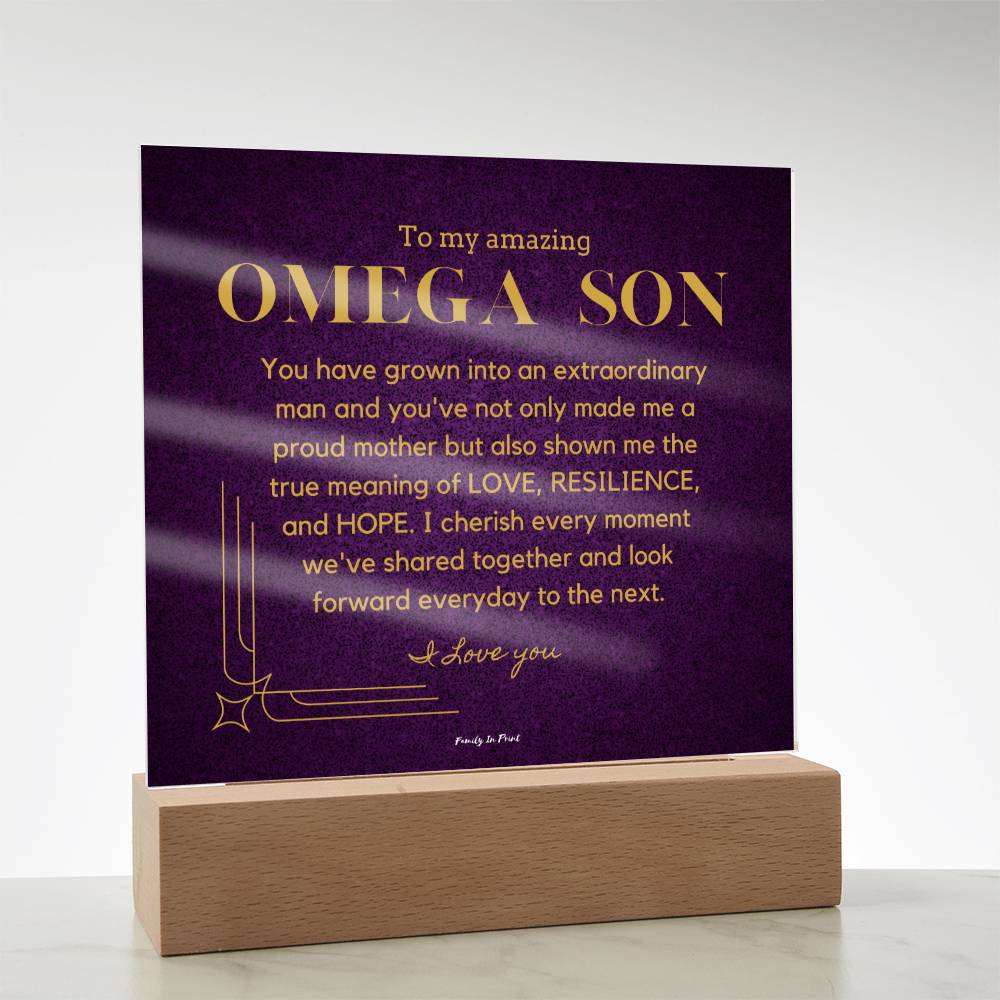 Gift for Omega Son, To My Son, Birthday Gift for Son, Gift from Mom to Son, Acrylic Plaque - 485b