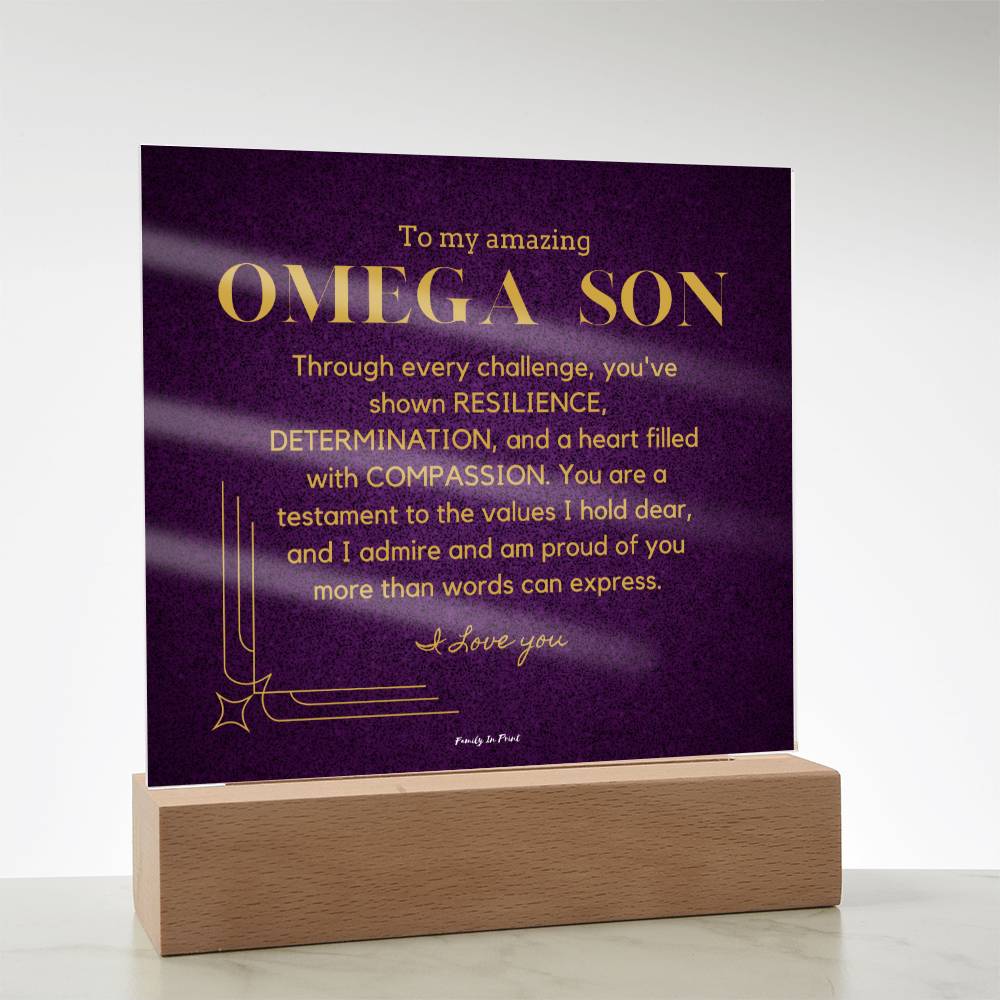 Gift for Omega Son, To My Son, Birthday Gift for Son, Gift from Mom to Son, Acrylic Plaque - 485c