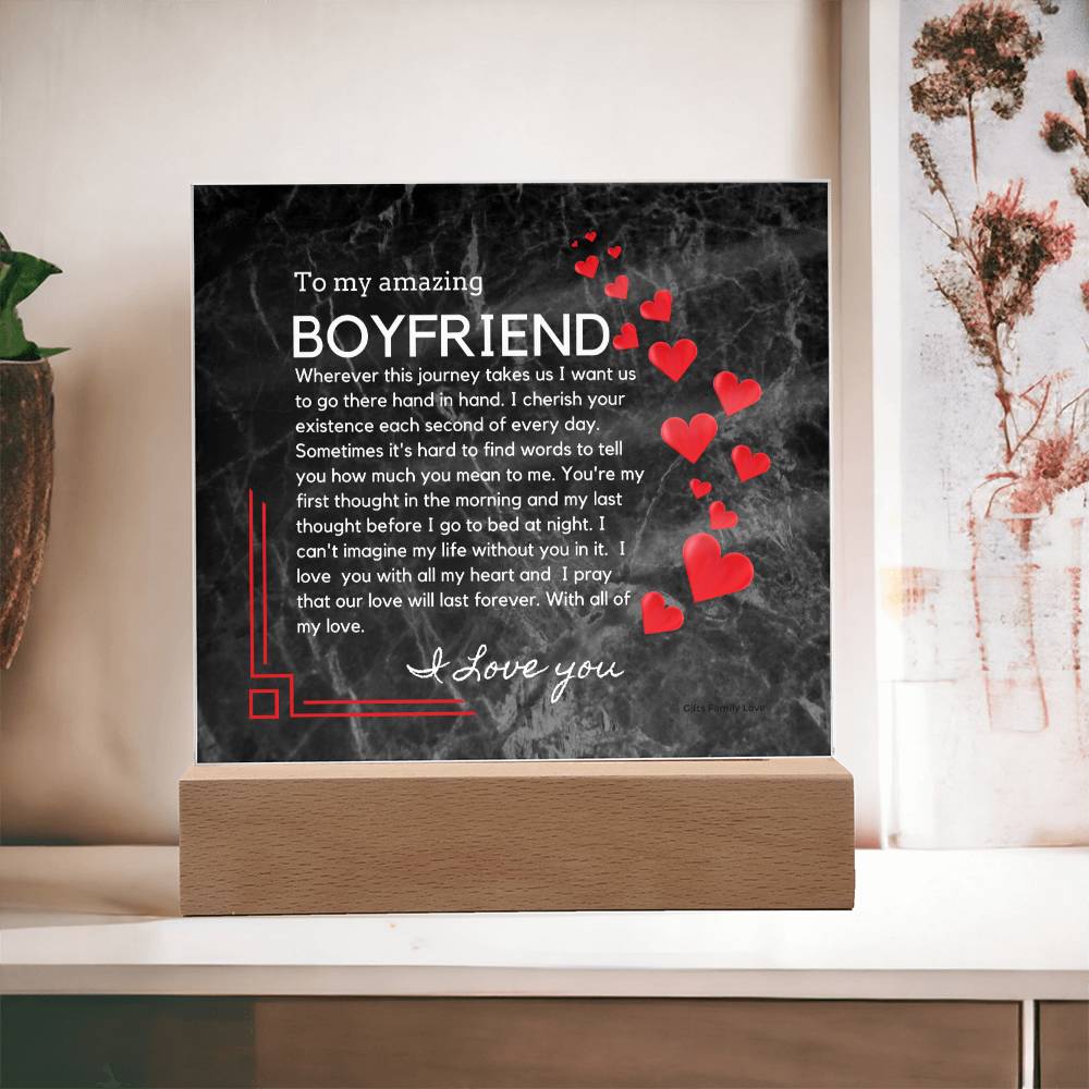 To My Boyfriend Acrylic Keepsake, Romantic Gift for Boyfriend, Sentimental Anniversary Gift for Boyfriend, Boyfriend Birthday, Gift for Him - 491c