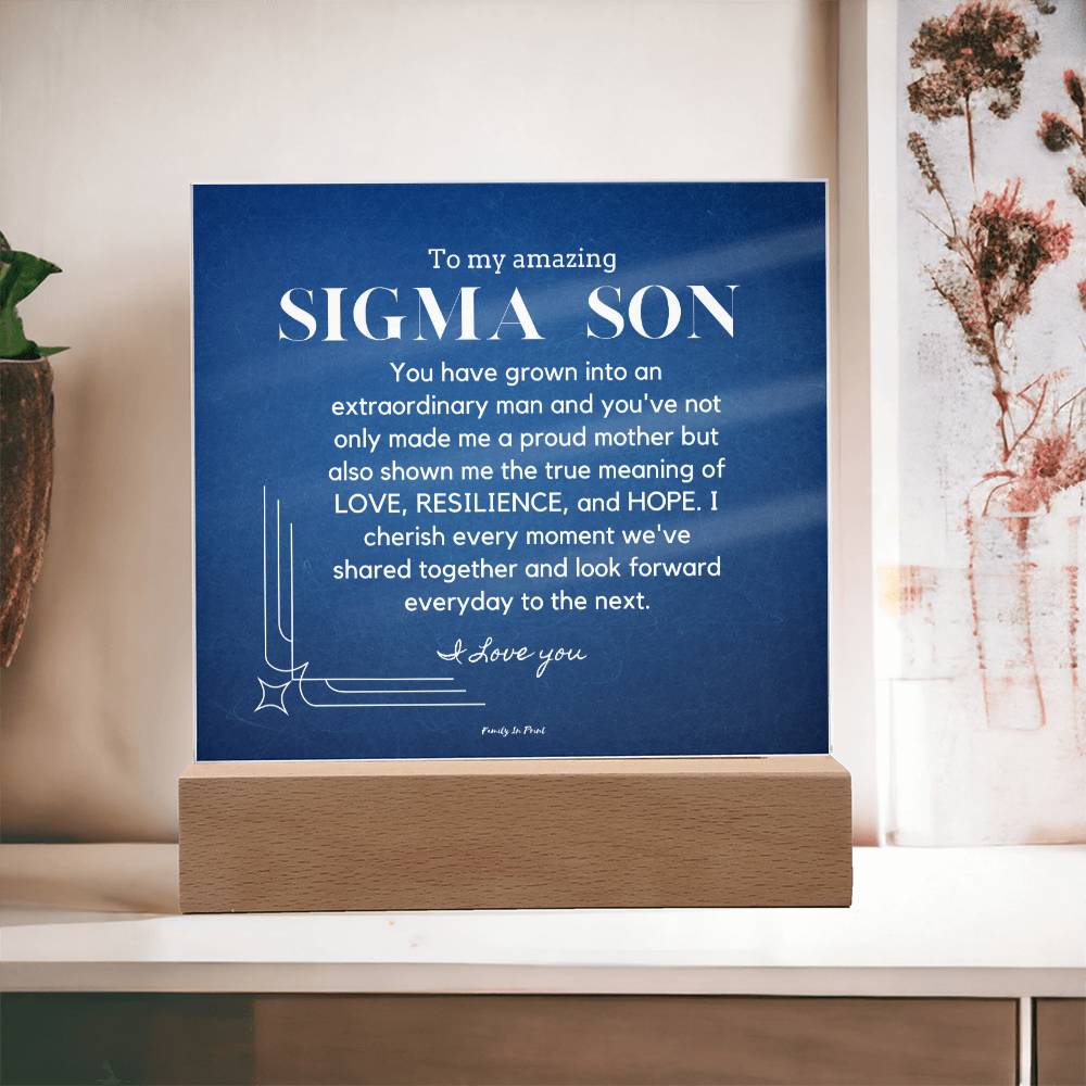Gift for Sigma Son, To My Son, Birthday Gift for Son, Gift from Mom to Son, Acrylic Plaque - 484b