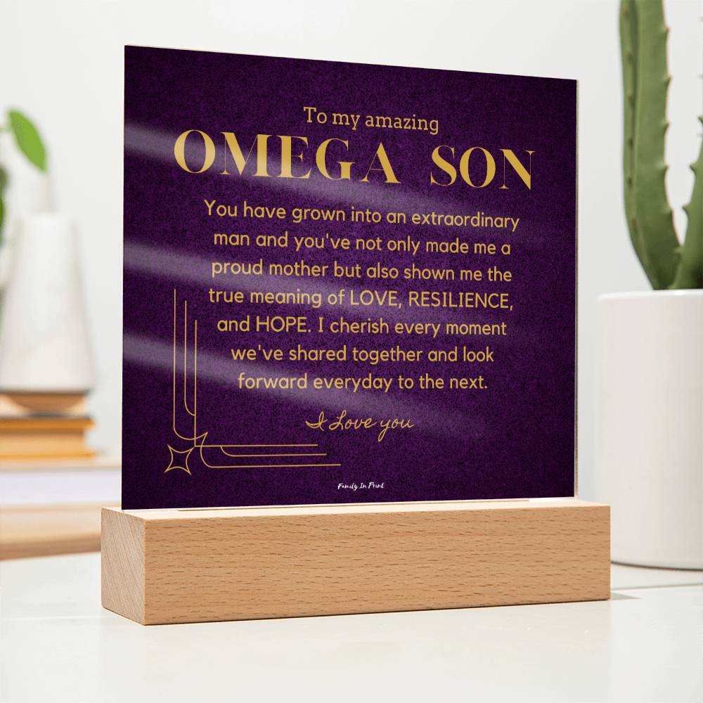 Gift for Omega Son, To My Son, Birthday Gift for Son, Gift from Mom to Son, Acrylic Plaque - 485b