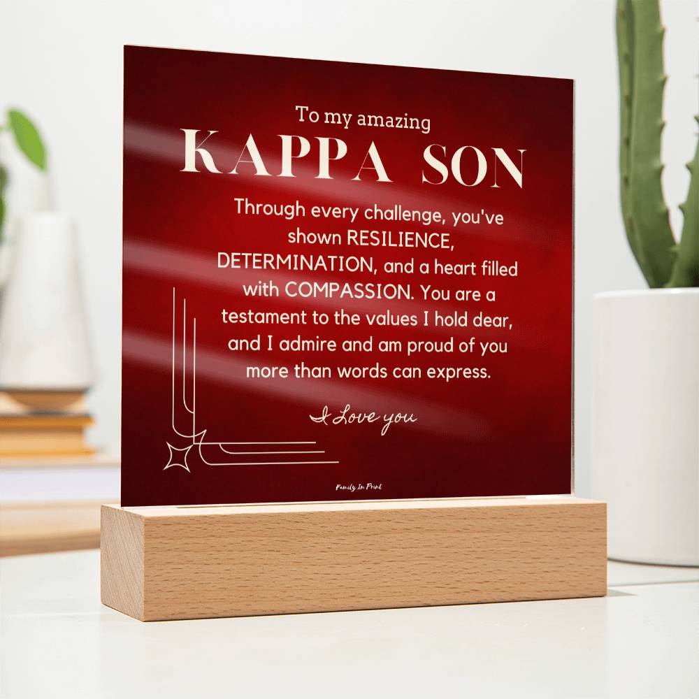 Gift for Kappa Son, To My Son, Birthday Gift for Son, Gift from Mom to Son, Acrylic Plaque - 483c