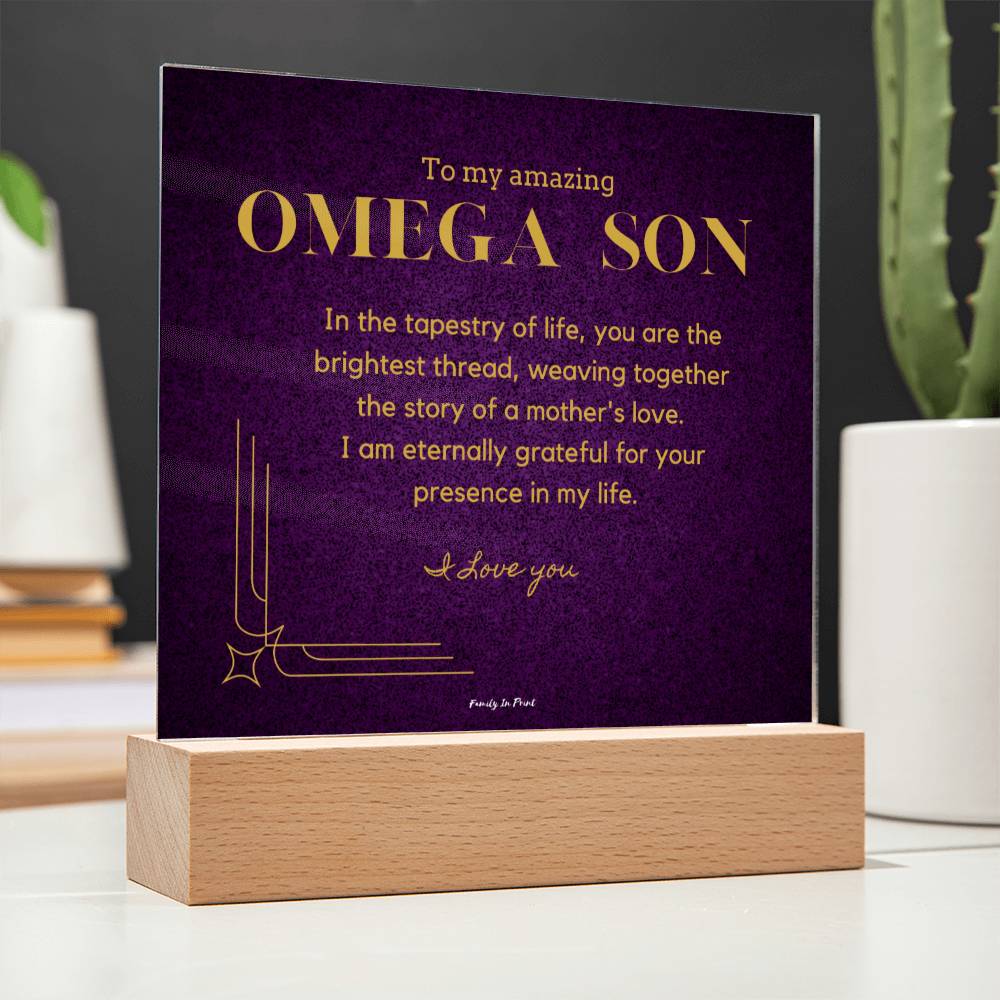 Gift for Omega Son, To My Son, Birthday Gift for Son, Gift from Mom to Son, Acrylic Plaque - 485a