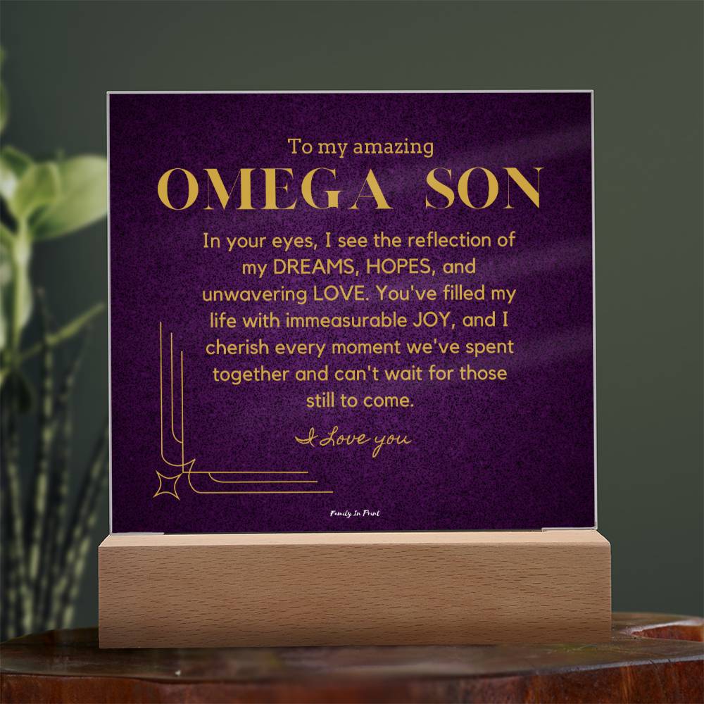 Gift for Omega Son, To My Son, Birthday Gift for Son, Gift from Mom to Son, Acrylic Plaque - 485e
