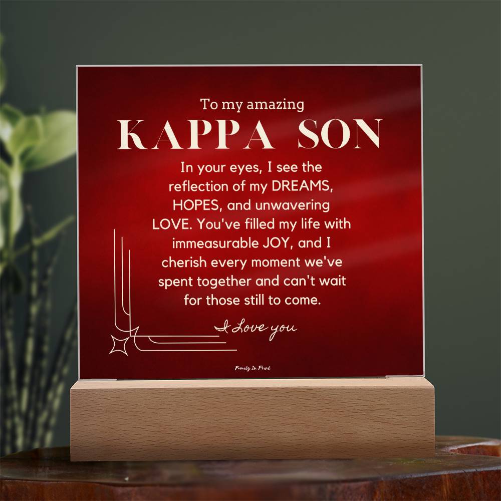 Gift for Kappa Son, To My Son, Birthday Gift for Son, Gift from Mom to Son, Acrylic Plaque - 483e