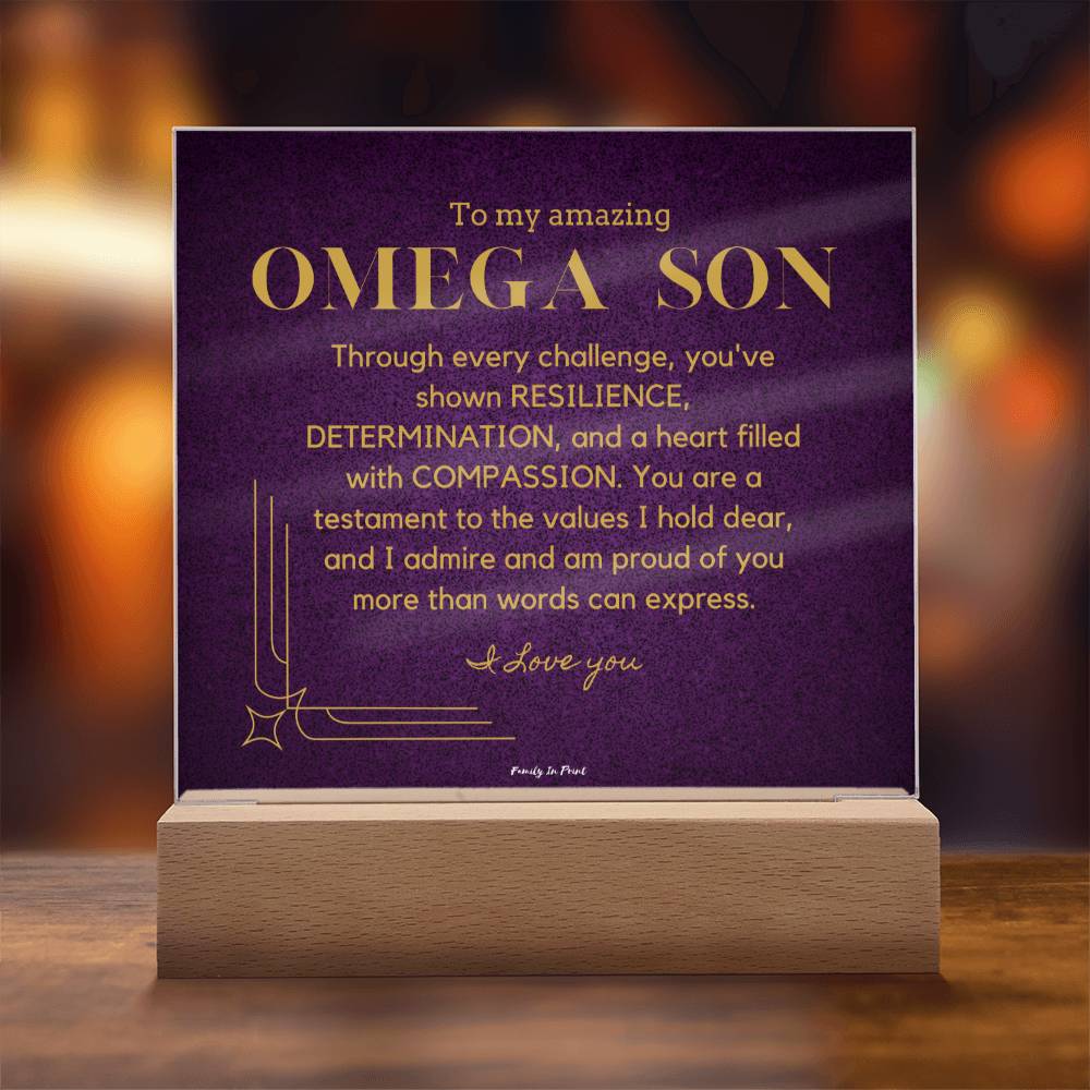 Gift for Omega Son, To My Son, Birthday Gift for Son, Gift from Mom to Son, Acrylic Plaque - 485c