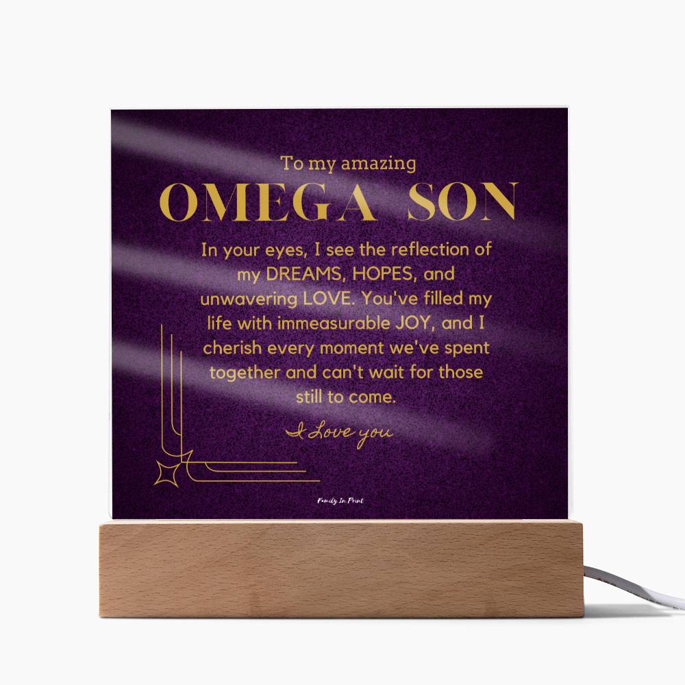 Gift for Omega Son, To My Son, Birthday Gift for Son, Gift from Mom to Son, Acrylic Plaque - 485e